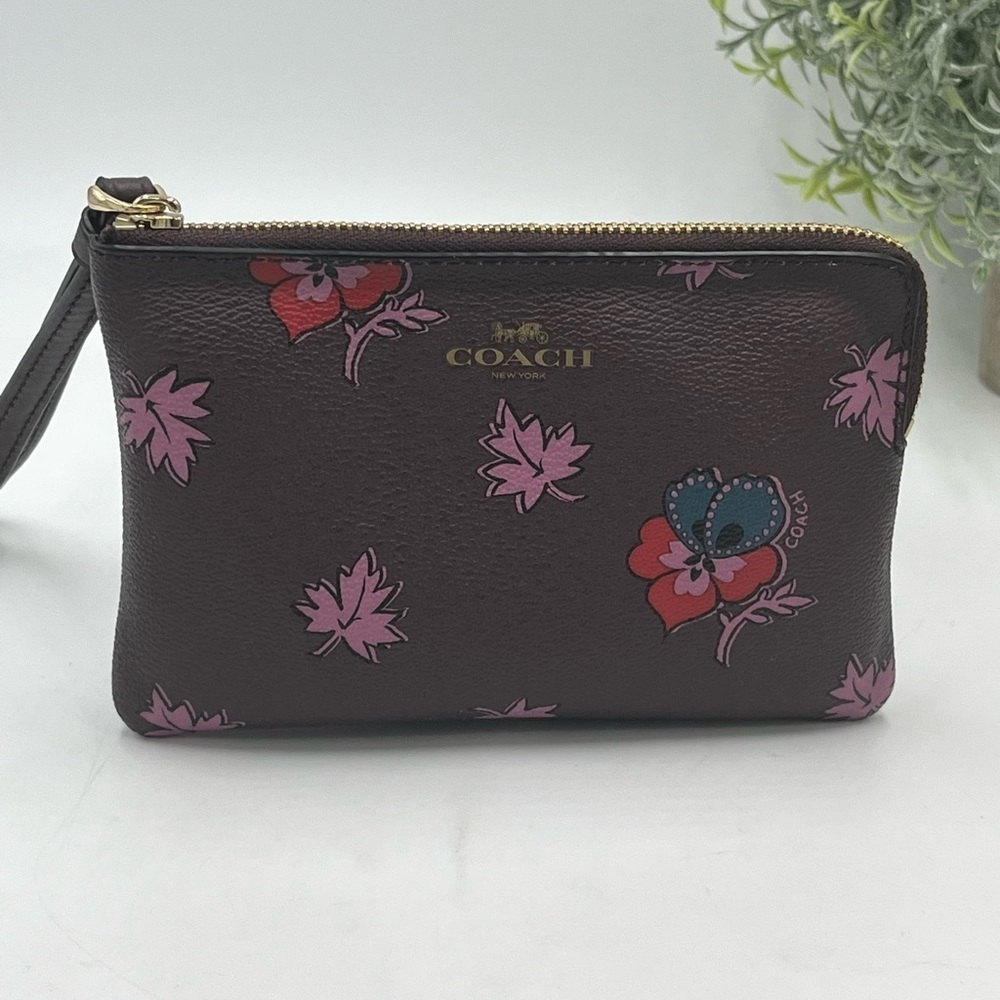 Coach Wildflower Print Dk Lt Purple Wristlet Wallet F12521 New‎ Limited Edition